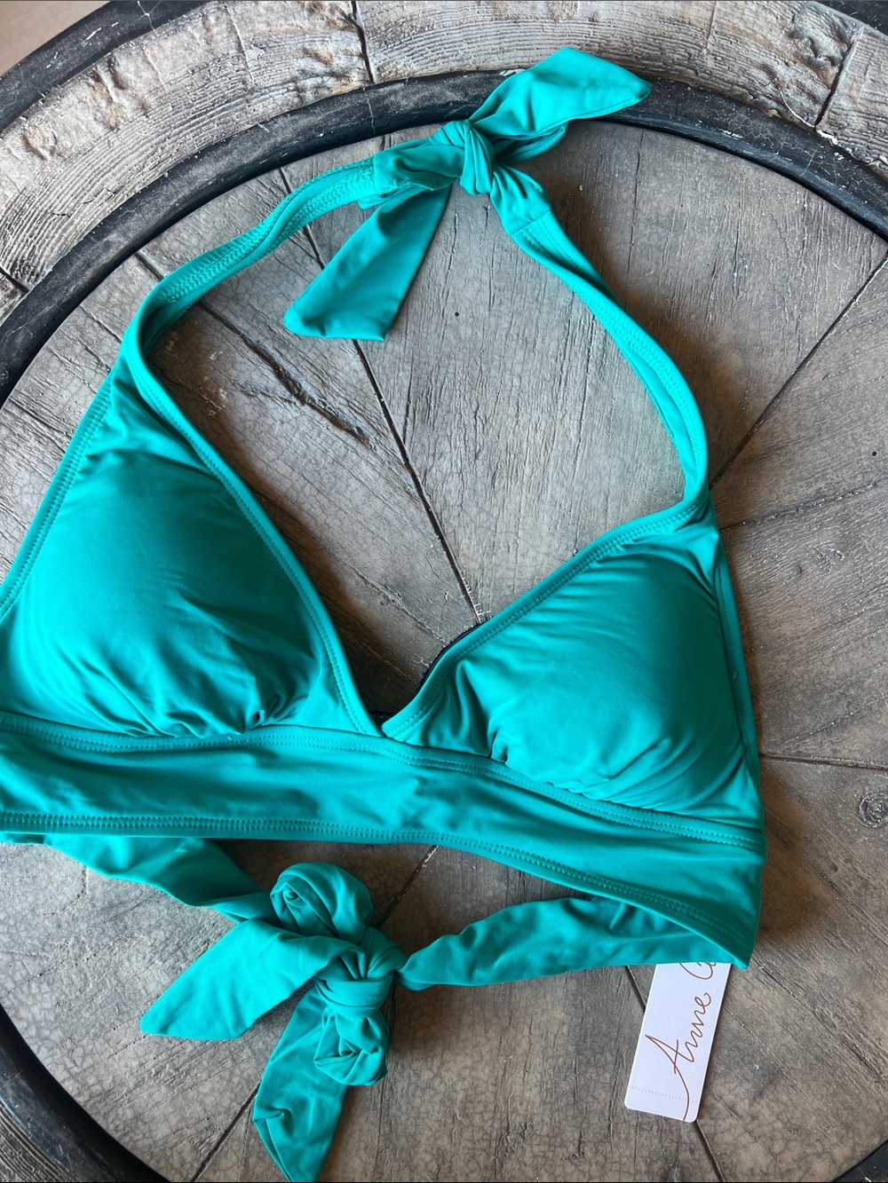 Anne Cole Teal Tie-Back Halter Bikini Top